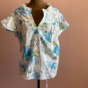 Marc New York Blue and White Floral Blouse